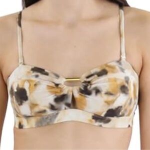 BCBGMAXAZRIA EUPHORIA BANDEAU BIKINI TOP  RUCHED FRONT ADJUSTABLE STRAPS SIZE 4